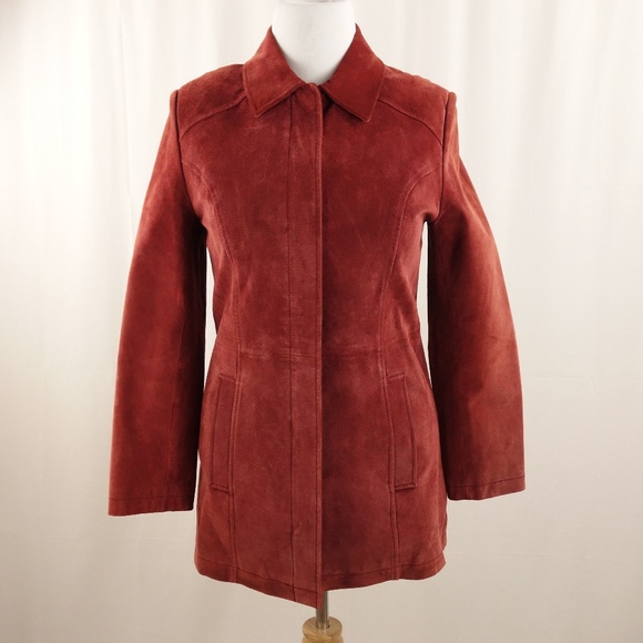 Cherokee Rust Leather Suede Hip Length Jacket Coat - Picture 2 of 8